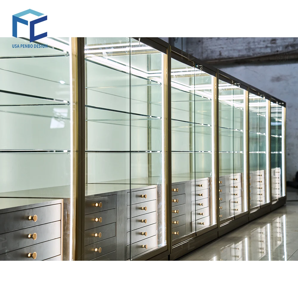 Safe Anti-Theft Lockable Sunglass Storage Cabinet Glass Eyewear Display Case Sunglasses Display Stand Showcase Cabinet With Led