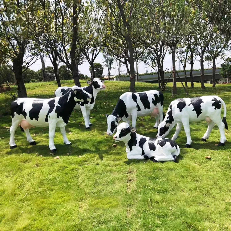 Large Fiberglass milk cow Statue Animal Resin Figures painting Sculpture bull sculpture outdoor dairy cattle decorative ornament