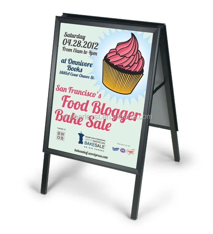 Arylic Metal  Outdoor Advertising Sign Holder Standing Floor Sign Stand for 8.5*11 inches