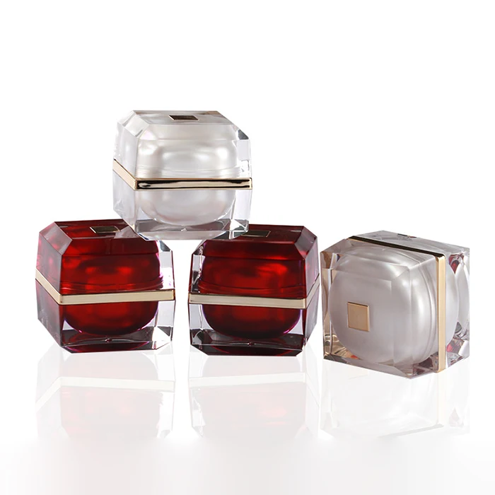 luxury custom acrylic red white 30g 50g plastic double wall cosmetic skincare cream jars with lids packaging with box