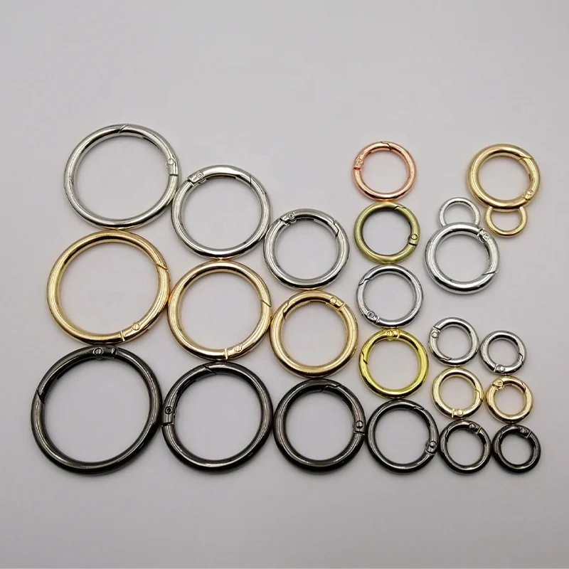Wholesale Zinc Alloy Key Chain Spring Snap Hooks O Gate Ring Circle Round Carabiner for Handbag