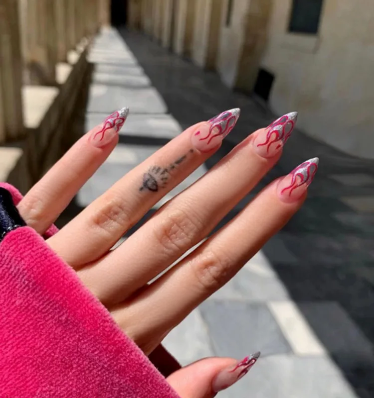 Private Label Premium Luxury Black Almond French 3D Acrylic Nails Press On