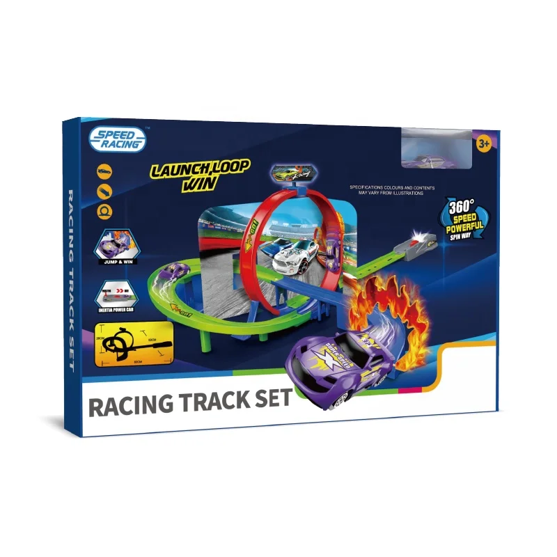 Banatoy 2024 New Railcar Set 360° Spinning Inertia Power Shuttle Catapult Track Set with 1 Alloy Sliding Car for Kids