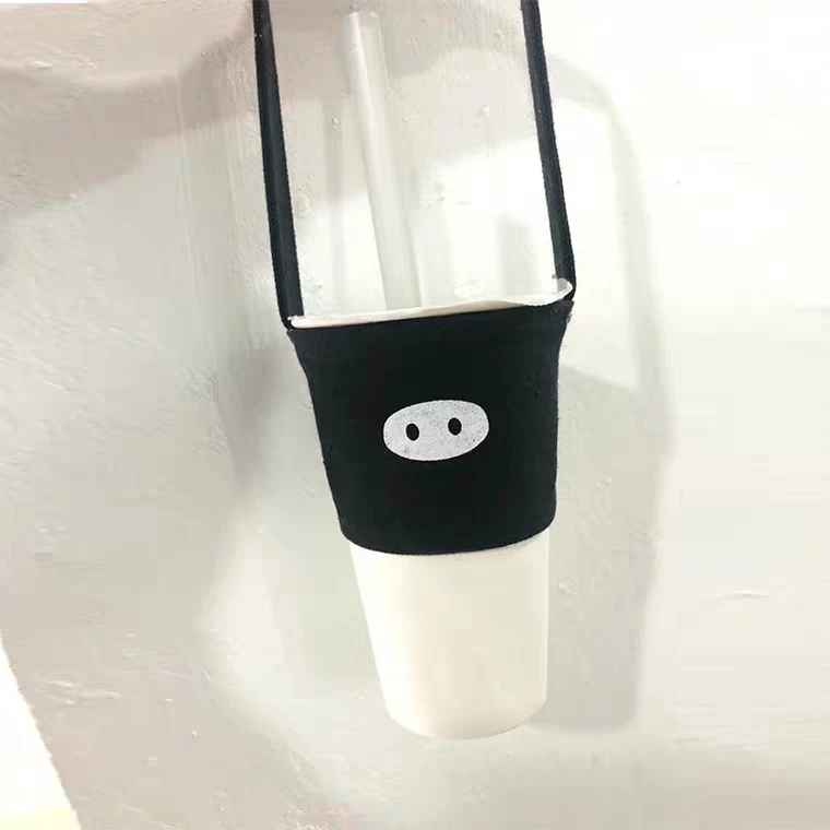 Fabric bubble tea canvas custom coffee cup holder with custom logo