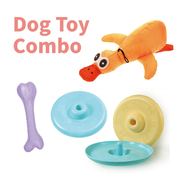 LOW MOQ 96PCS INTERACTIVE DOG dog toy set CHEWING BONE SQUEAKY DUCK FLYING DISC FOR DOG PLAYING