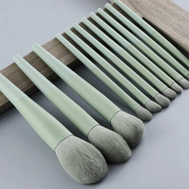 11 pcs forest green makeup brush set soft beginner cosmetic make up brush set