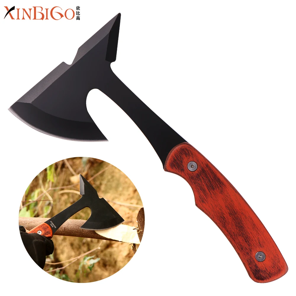 Wholesale outdoor survival hatchet camping axe with wood handle