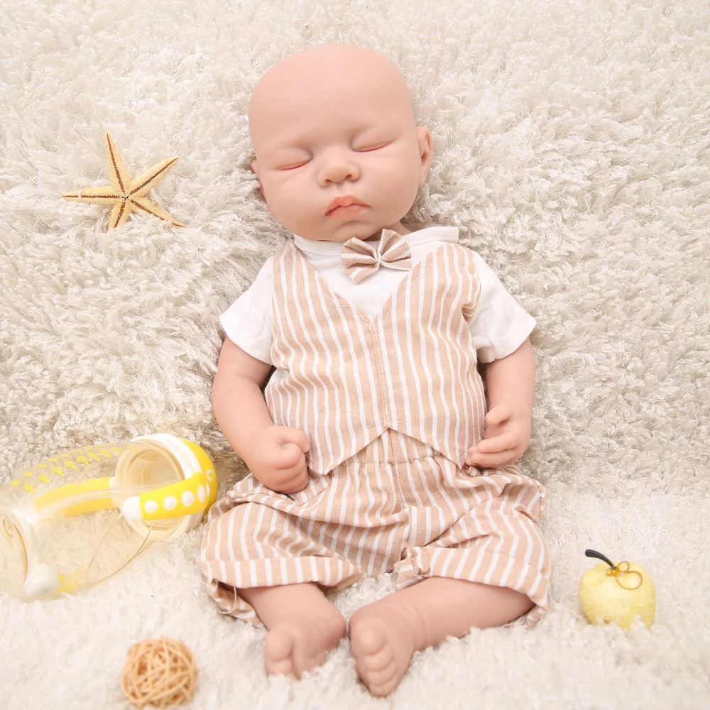 18 inch real looking reborn soft silicone sleeping baby doll for kids