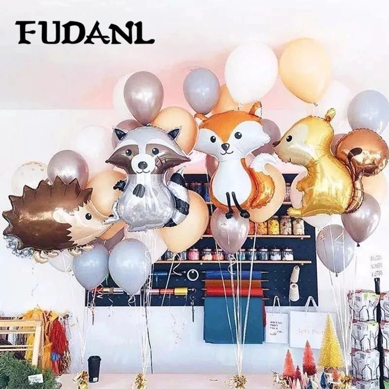 50pcs Large Animal Balloons Raccoon Fox Helium Ballon Happy Birthday Wedding Jungle Party Decor Kids Baby Shower Decor Toys