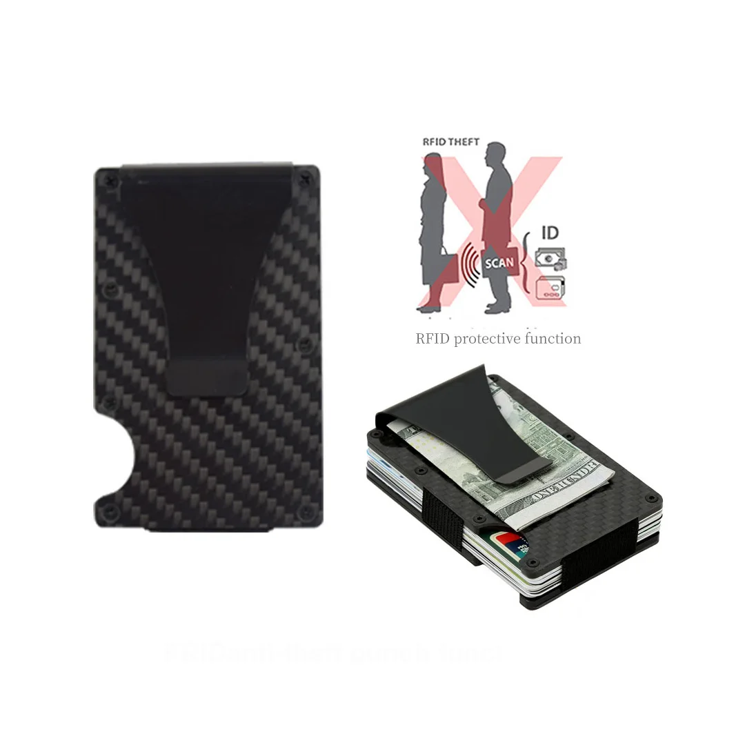 
Rfid Blocking Screw Smooth Surface Carbon Fiber Small ID Card Holder Wallet 