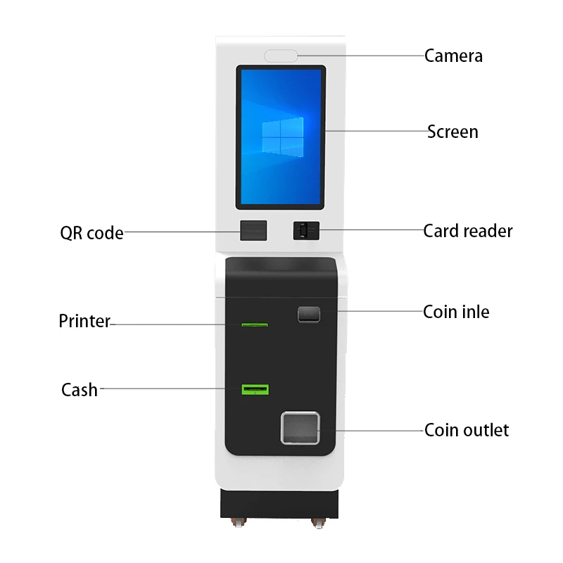 21.5 inch touch screen customized equipment floor-mounted self-service information kiosk with card reader and A4 printer
