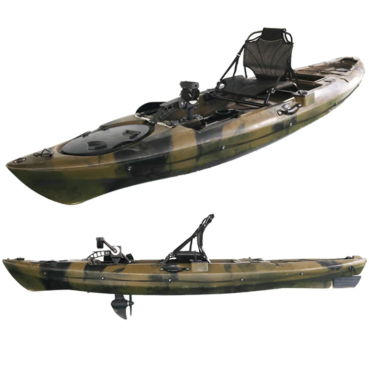 Professional Single Seat Angler Pedal Kayak, LLDPE Plastic Sit On Top Fishing Kayak Canoe Rowing Boats