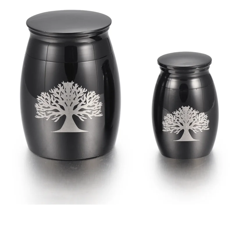 Black Blank/ Engravable Pet Cremation Mini Urn for Ashes/ Hair Keepsake Human Cremation Jewelry Funeral Urns Casket