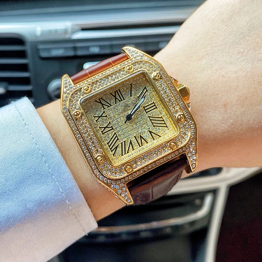 Для мужчин с блестками в стиле «хип-хоп» Часы измельченной бриллиантовой женские 12 видов цветов комплект ailangs женские часы для мальчиков льдом, высокое качество, на каждый день, на заказ