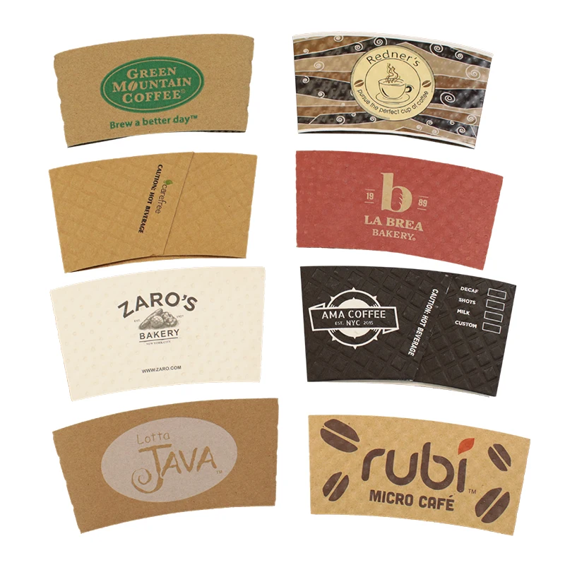 Wholesale Custom Printed Disposable Paper Coffee Cup Sleeve