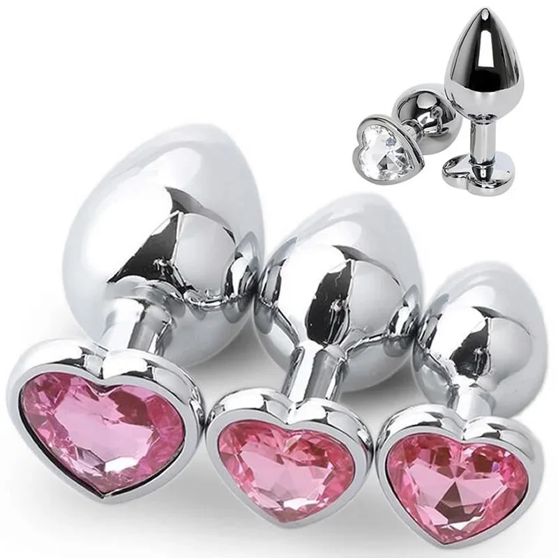 Extremo Pink Sex Stainless Steel Grand Expand Chin Huge Butt Heart Cola Toys Set Anal Plug Heart