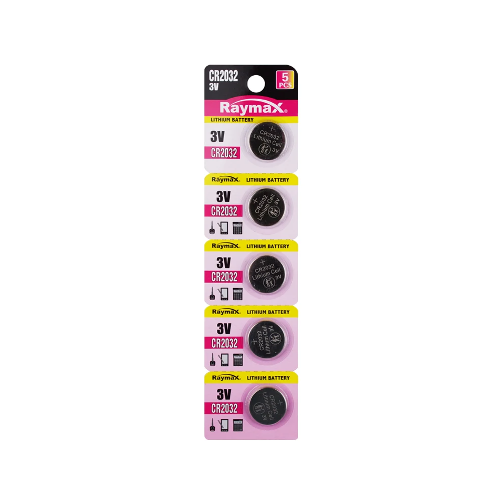 Raymax Mustang 3volt  cr2032 lithium button coin cell  for car remote with Anti-swallowing  mark