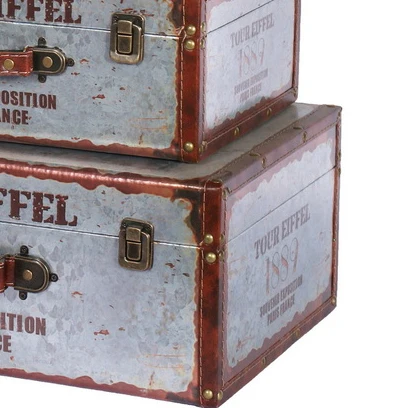 Handmade leather luggage trunk suitcase