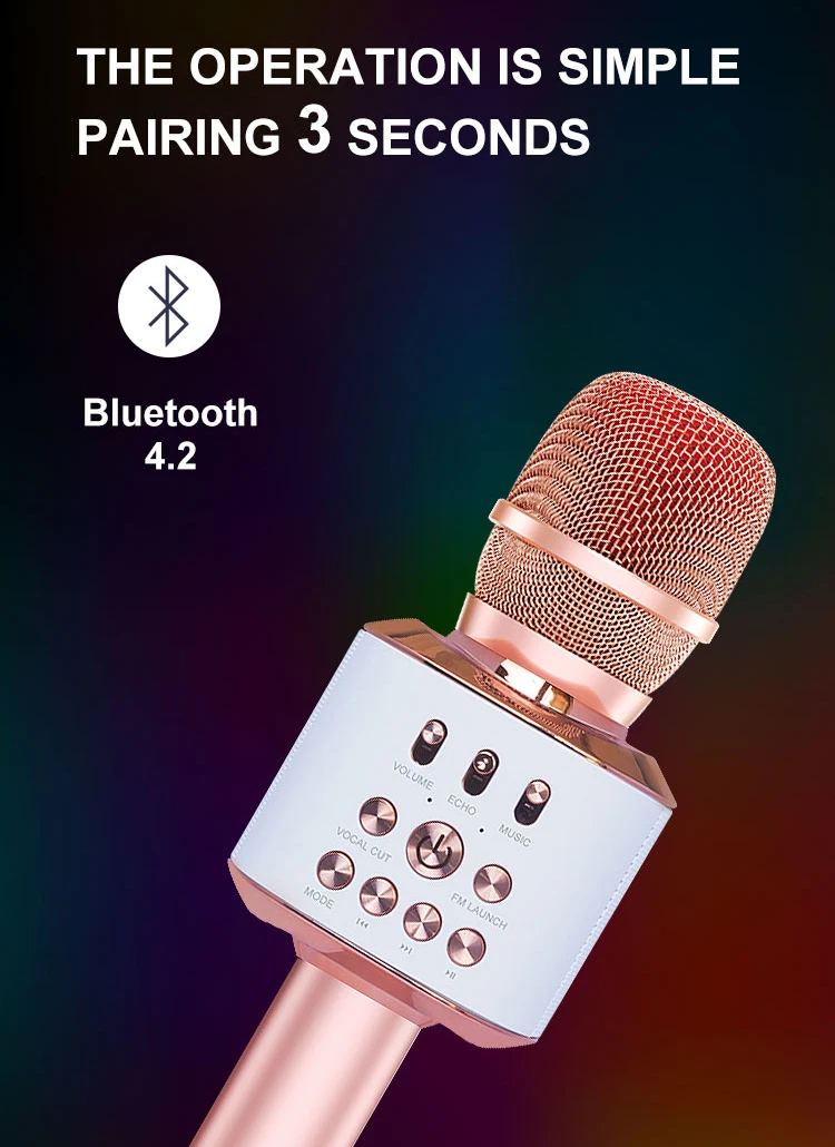 3-in-1 Portable Hand Speaker Wireless Karaoke Microphone for iPhone Android iPad PC