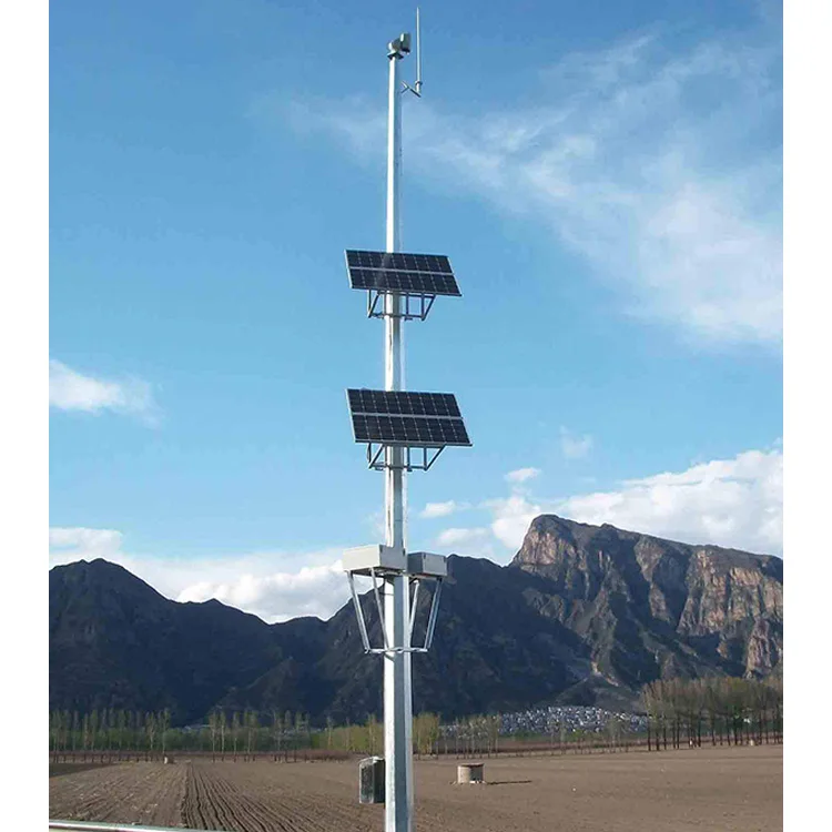 China Factory Wholesale Hot Dip Galvanized Circular Solar monitoring pole CCTV Camera Pole With Solar Panel