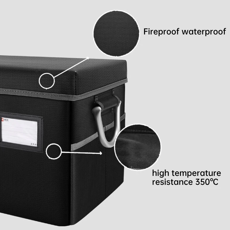 Travel-Ready Fireproof Box with Lock File Storage Organizer Anti-Static Box Collapsible Fireproof Document Box with Handle