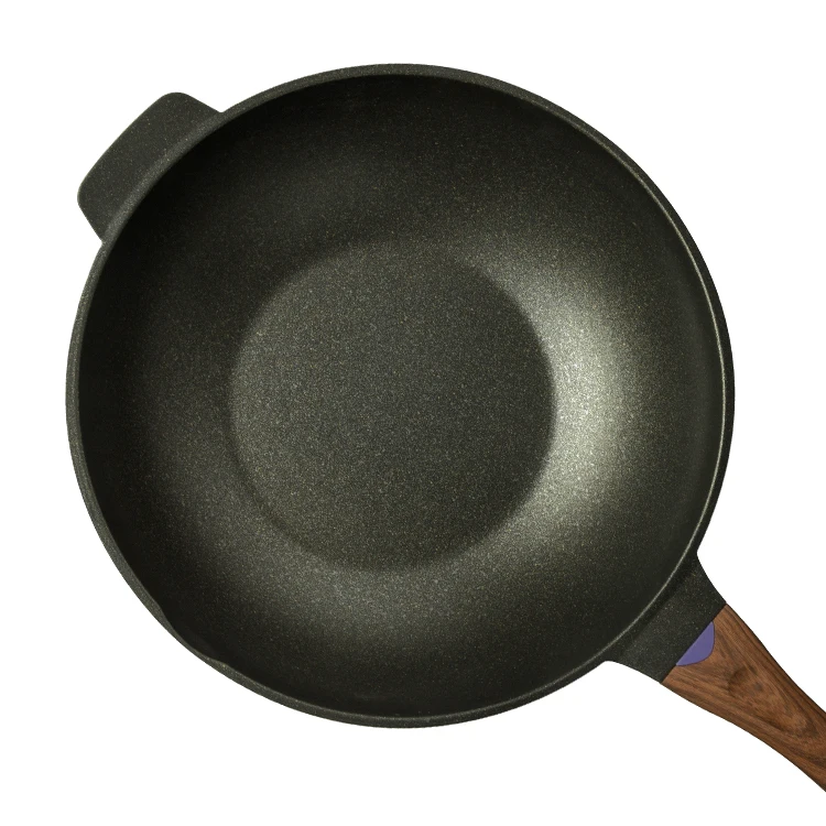 Large Commercial Non-stick Induction Cast Aluminum Cookware Wok Pan