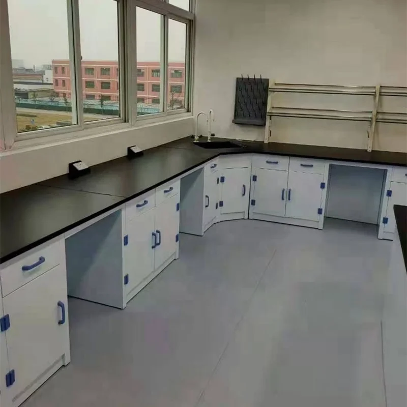High Quality PP Laboratory Wall Bench White Polypropylene Lab Table Strong Acid and Alkali Resistance