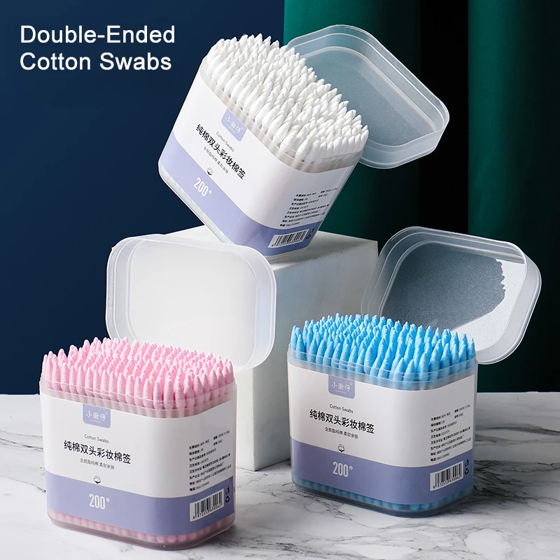 Лидер продаж на Amazon, стерильный Разлагаемый не загрязняющий чистой хлопковый стерильный двухсторонний ватный тампон для макияжа
