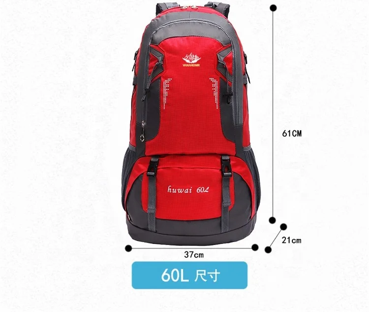 Large Capacity 60L Outdoor Mochila Mountaineering Backpack Camping for Unisex  Custom Hiking Backpack Waterproof Backpack Bag