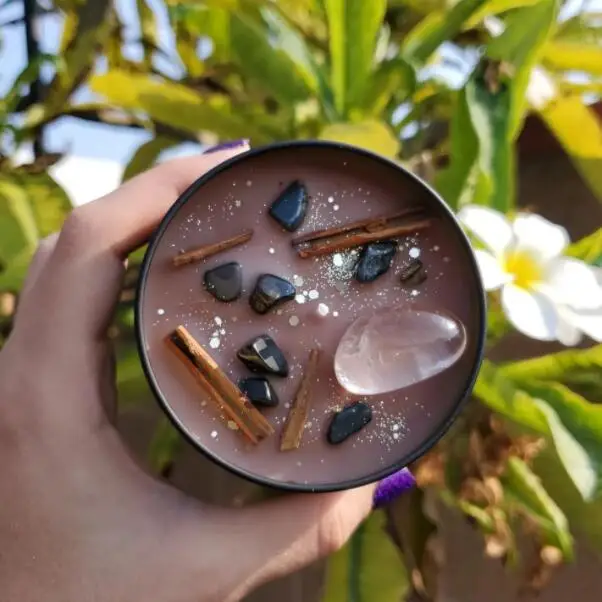 top sale wholesale spiritual gemstone herbal intention crystal scented candles