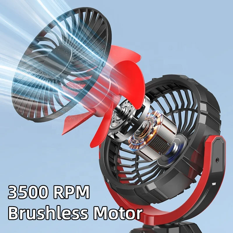 F7102 6 Inches Clip On Mini Cordless Electric Fans Rechargeable Fan With Lithium Battery for Desktop Car Travel Camping
