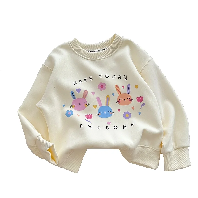 Baby Girls Sweatshirts Kids Cartoon Hoodies Fashion Tops Pullover 2024 Spring Autumn Children Clothing Korean Style