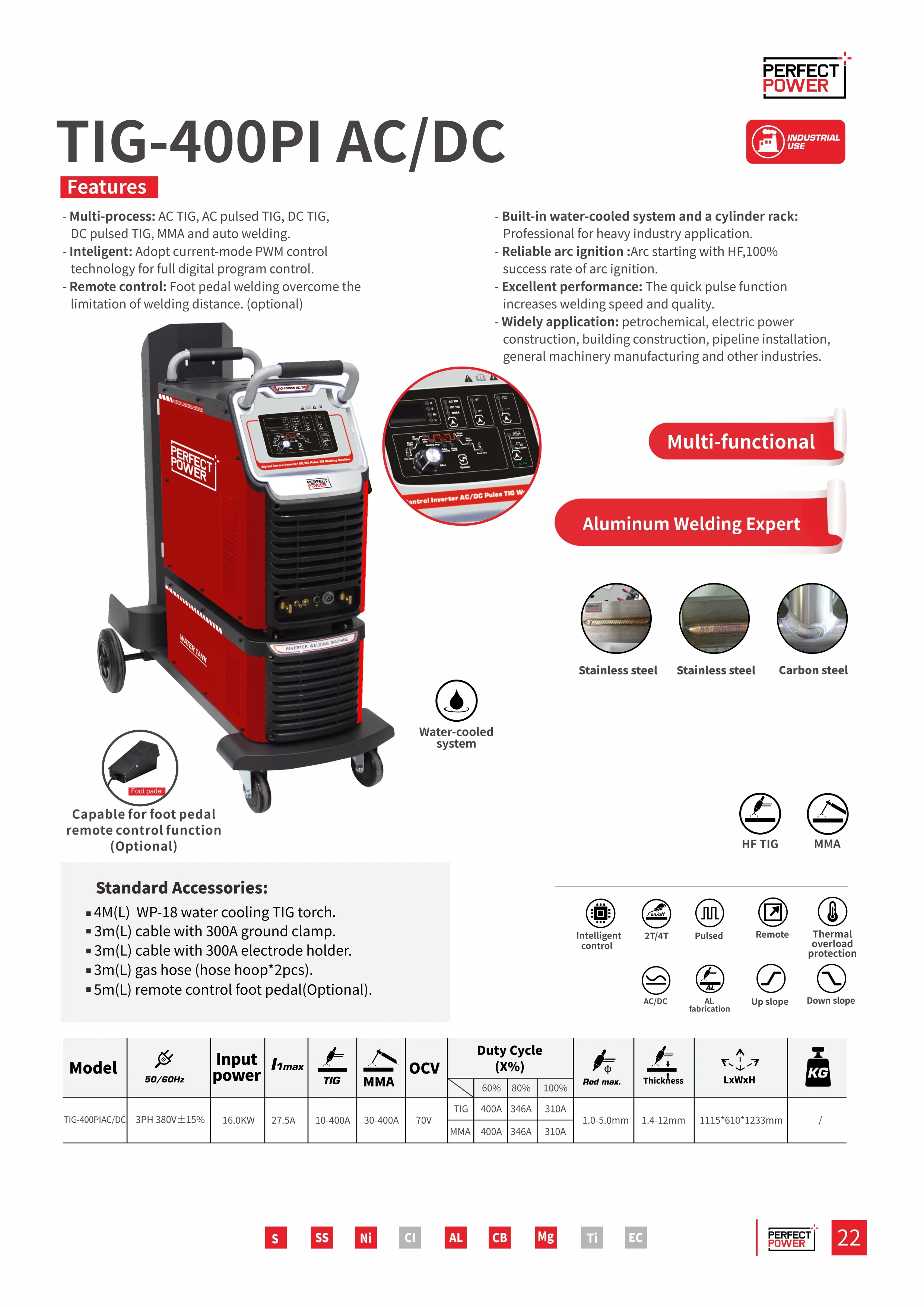 AC DC Inverter Welding Machine for Stainless Steel Aluminium Welder  High frequency 400 amp ac/dc tig welder welding machine