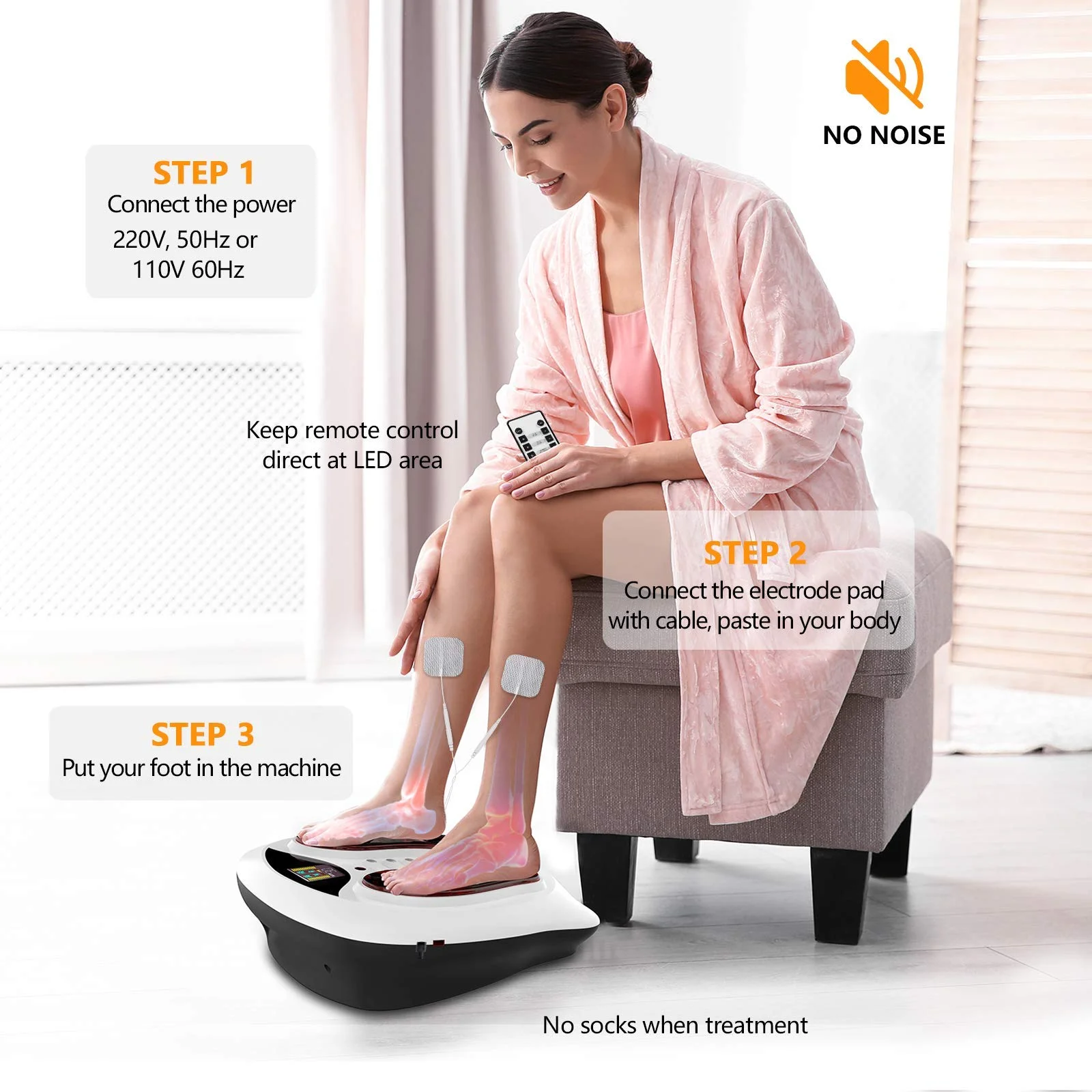 OEM Foot Massager Circulation Stimulator Heat EMS 4 Electrode Muscles Shoulders Circulation Neuropathy Cramps Foot Massager
