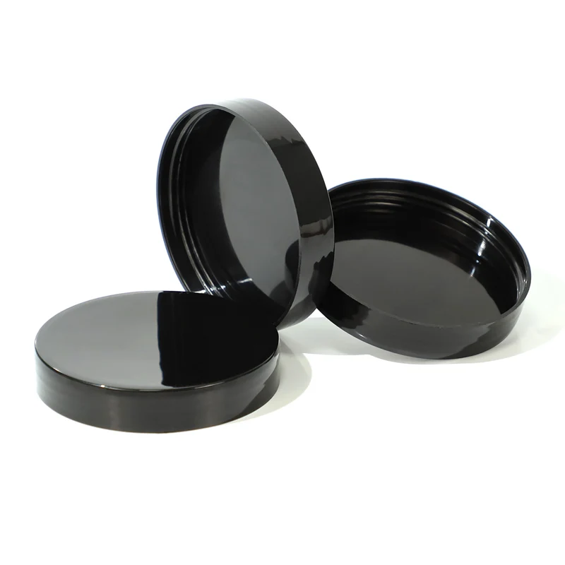 Custom 77/400 Round Plastic Cream Jar Lid Black Gold Bamboo Screw Lid