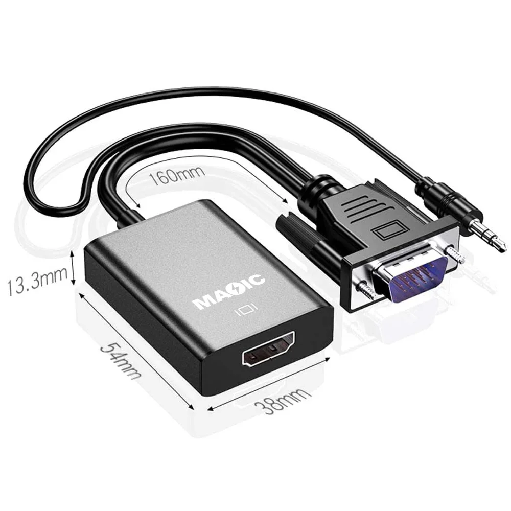 1080P VGA to HDMI with Audio Cable and Power Port