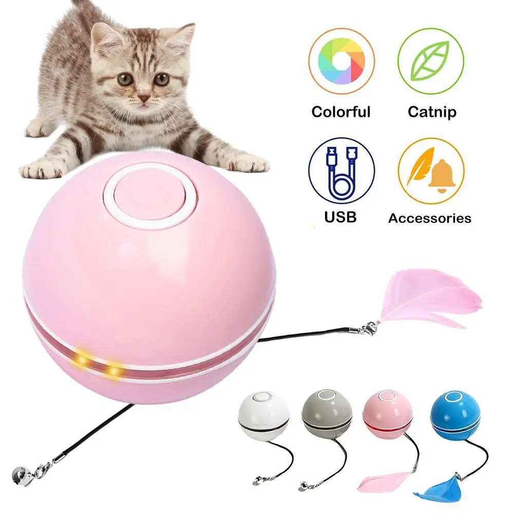 New Design Led Flash Pet Toys Cat Usb Charge Intelligent Automatic Tumble Ball Toy For Cats Accessories For Cats