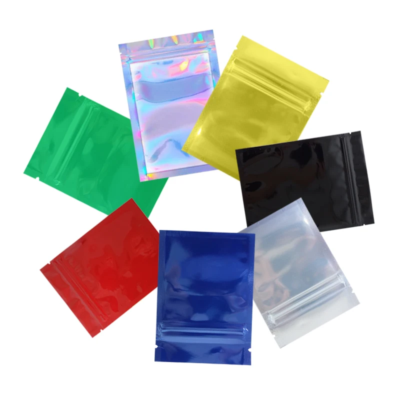 Пакеты для хранения еды металлические майларовые пакеты с плоским дном черная алюминиевая фольга маленькие пластиковые застежкой-молнией оптовая продажа
