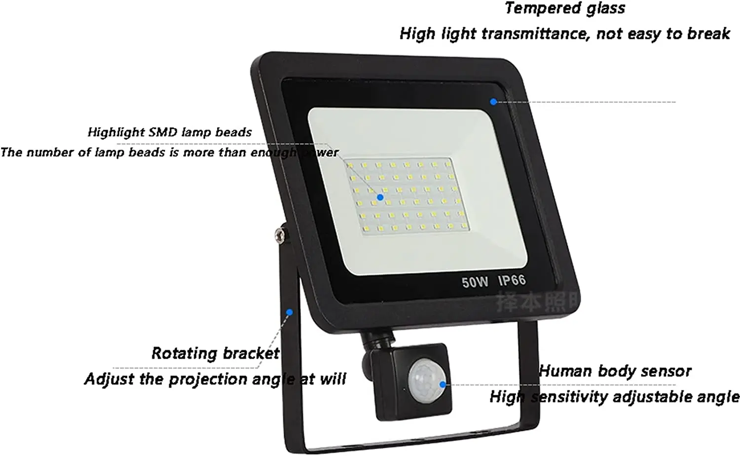 Outdoor Sensor Light Outdoor Motion Sensor 10W 30W 50W 100W security Lights fixtures White LED Lamp Beads 700-7000LM