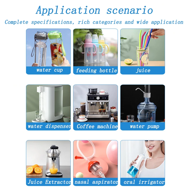 Custom Size Bpa Free Food Grade Colourful Clear Reusable Drinking Juice Coffee Silicone Straws For Water Bottles