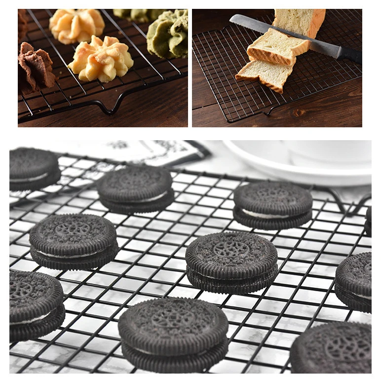 Best Seller Pizza Bread Barbecue Biscuit Cooling Net Stainless Steel Rack Non-stick Black Wire