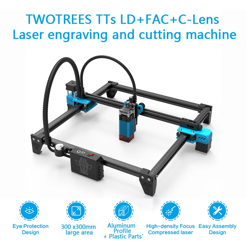 TTS 5.5 40W APP Wireless CNC Laser Engraver 300mmx300mm Engraving Size Desktop Laser Engraving Cutting Machine