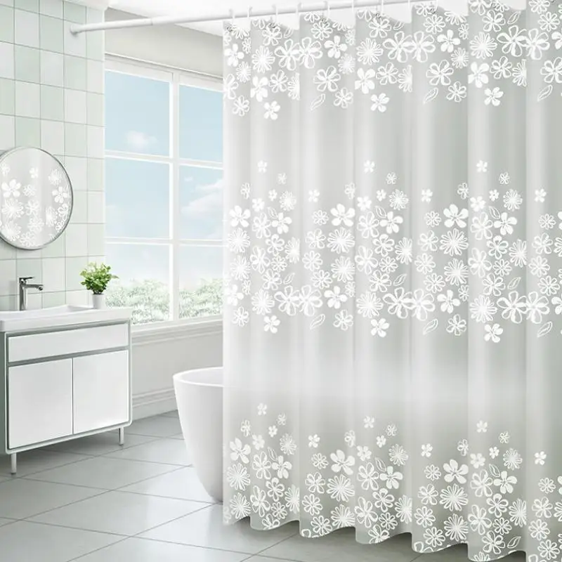 Cheap Waterproof Peva Mouldproof Shower Curtain Wholesale Printed Shower Curtain Bathroom Sets With Hooks