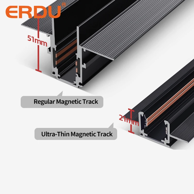 ERDU 48V Ultra-Thin Mini Led Magnetic Track Light Cob Spot Light Adjustable Smart Dimmable Linear Track Grille Light