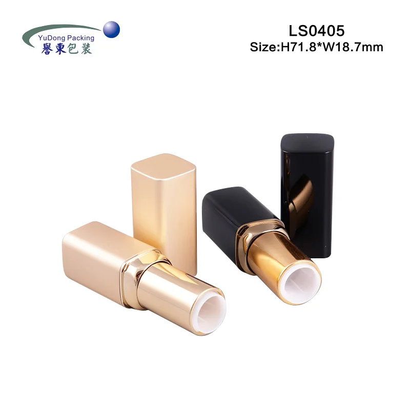 
high quality empty square lipstick packaging aluminum lipstick golden make your own lipstick container 