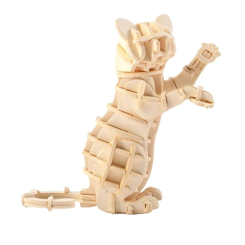 Hot Selling Wooden 3D Animal Puzzles DIY Assemble Animals Jigsaw Kids Toys