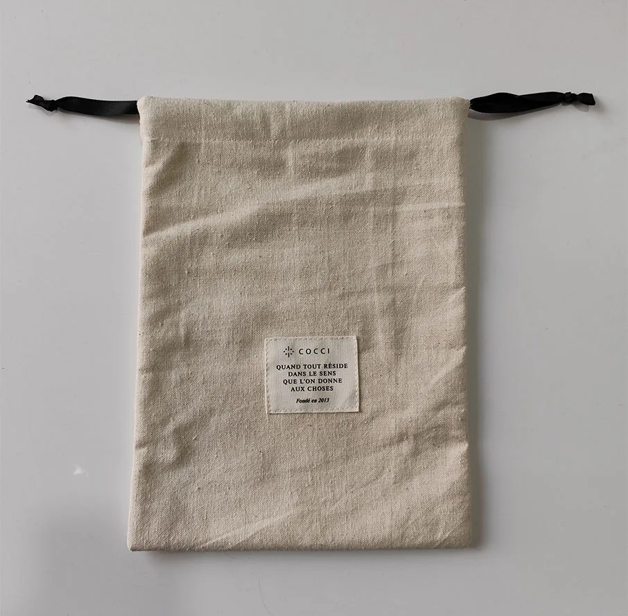 Soft Twill Cotton Envelope Cloth Shoe Dust Packaging Pouch With Flap Custom Logo Printed Drawstring 100% Cotton Dust Bags