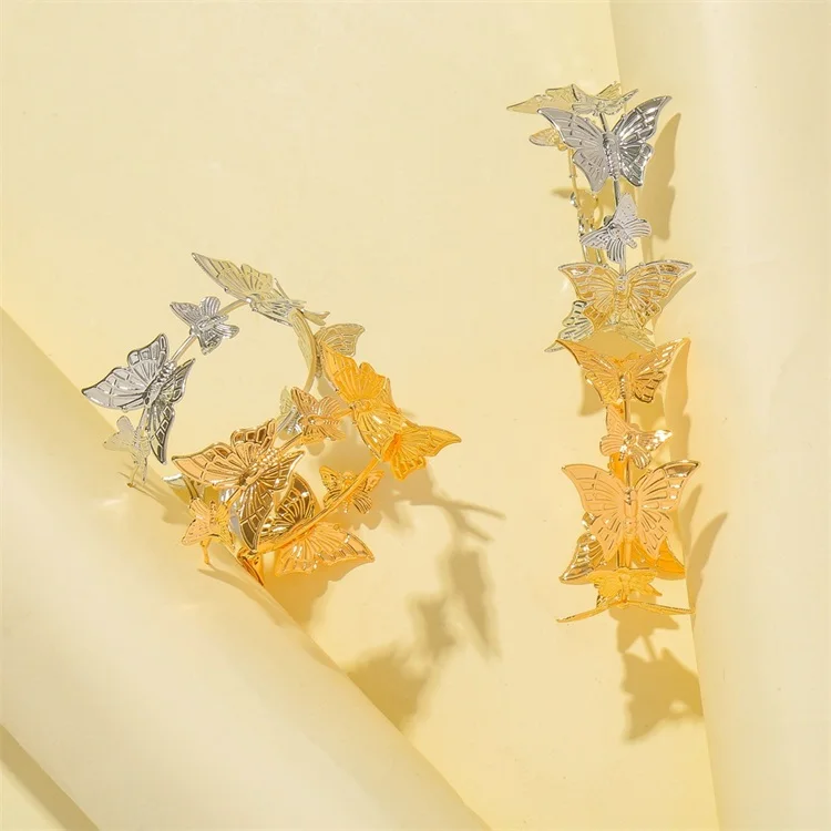 Изготовленный на заказ серьги-гвоздики, красивые золотые женские серьги инкрустация C-Позолоченные ювелирные изделия в форме серебристо-золотые ювелирные изделия аксессуары в Корейском стиле с бабочкой модные серьги-гвоздики