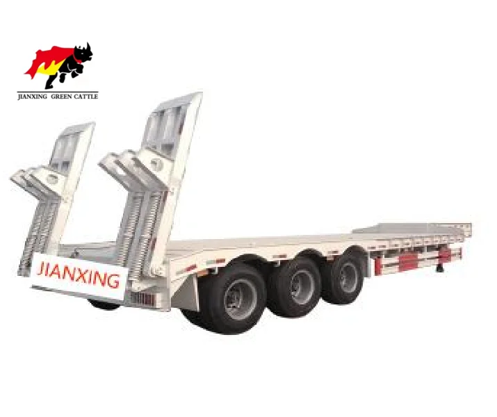 Low Bed Semi-Trailer 13m 3/4 Axle Fuwa Bwp 40FT Utility low bed frame Low Deck Platform Truck Semi Trailer for equipment