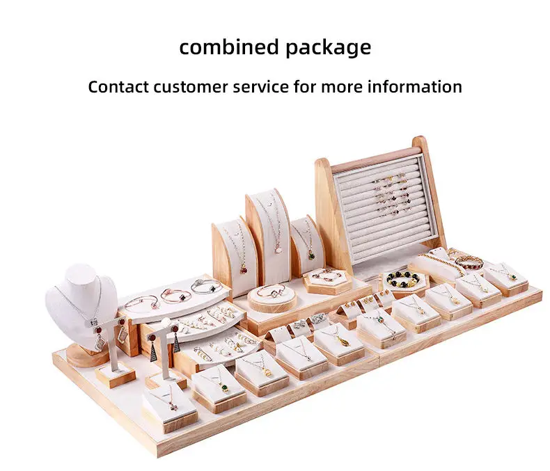 Fashion jewelry displays for store luxury jewelry display props custom wooden jewelry stand display set